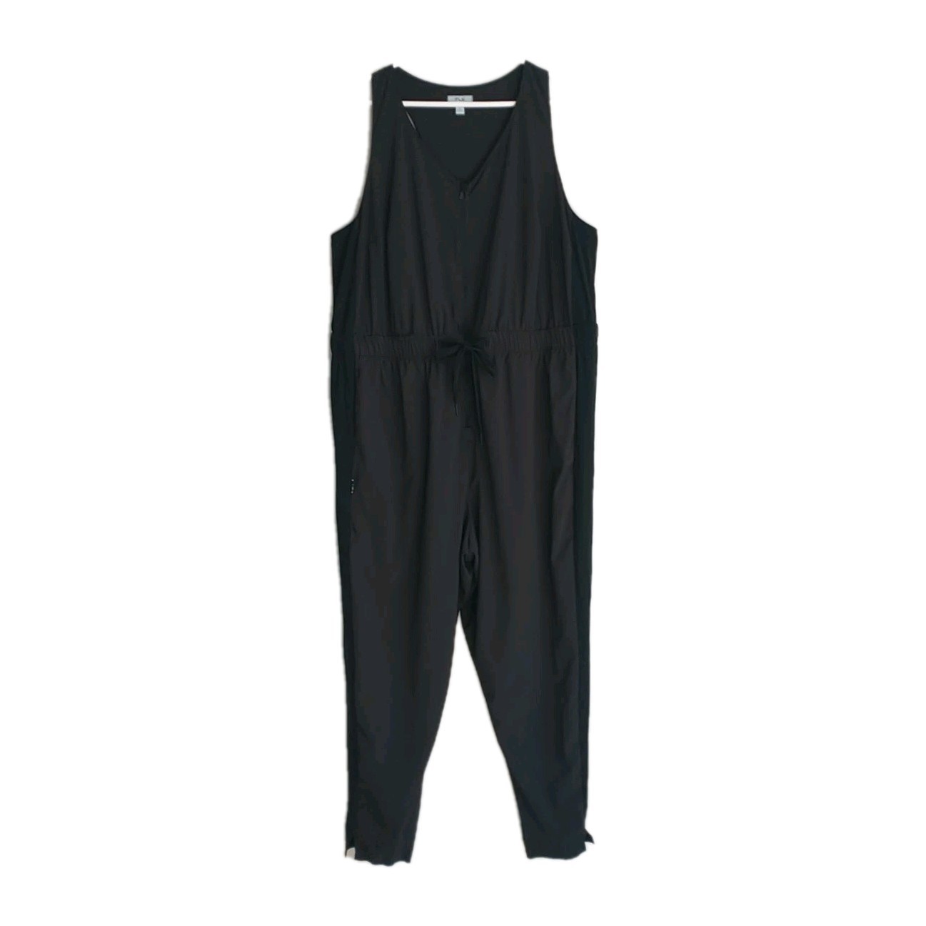 FLX Overall Romper Women 2X Black Brown Color Block Sleeveless Drawstring Pocket