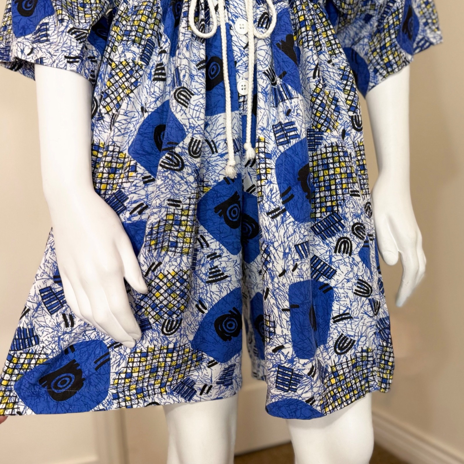 Vintage 80’s GEOMETRIC PRINT ROMPER M Jumpsuit Playsuit Festival Retro Beach Sun