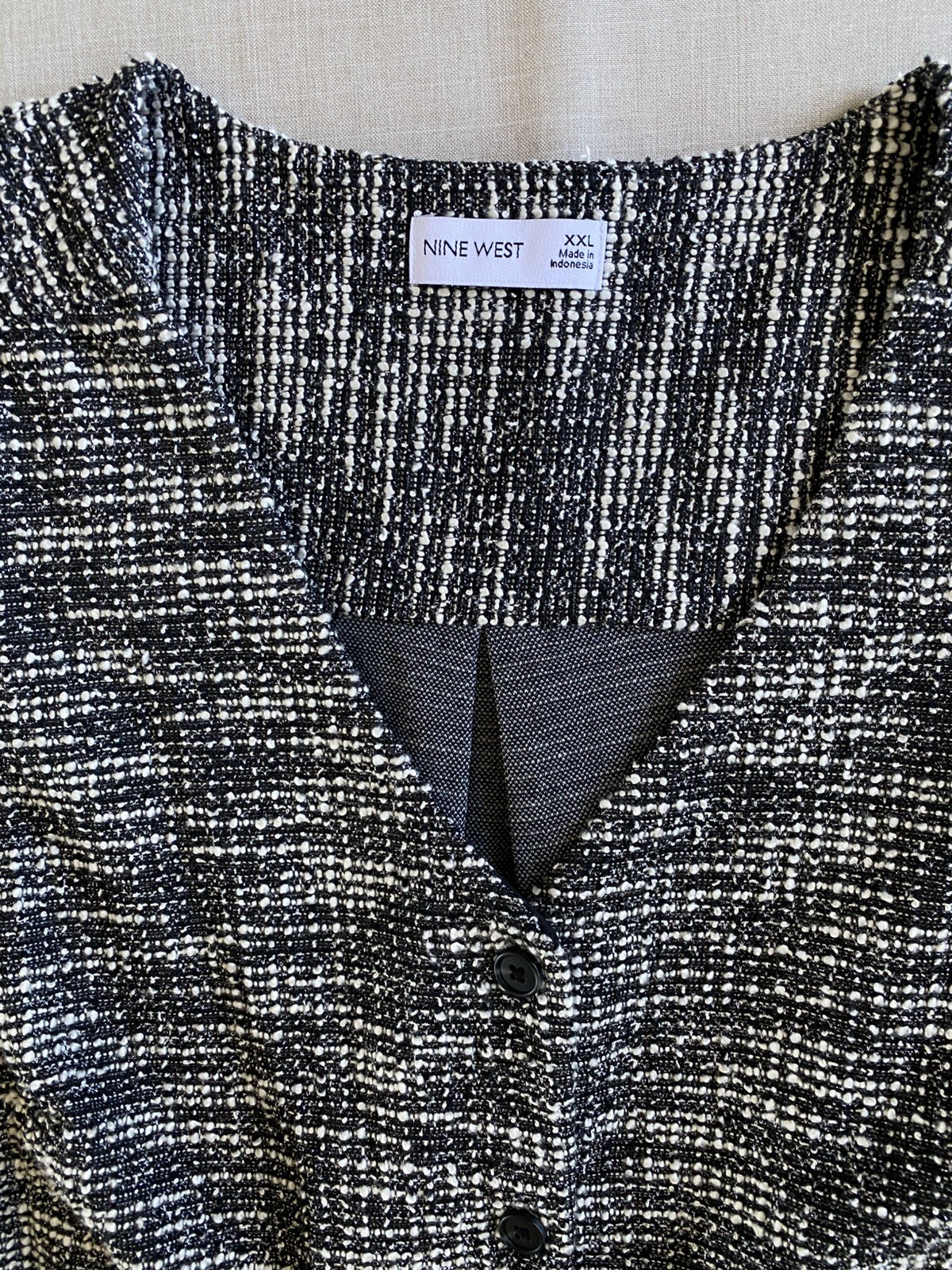Nine West Black Knit Tweed Wide Leg Jumpsuit Romper Crop Classic Size XXL NWT