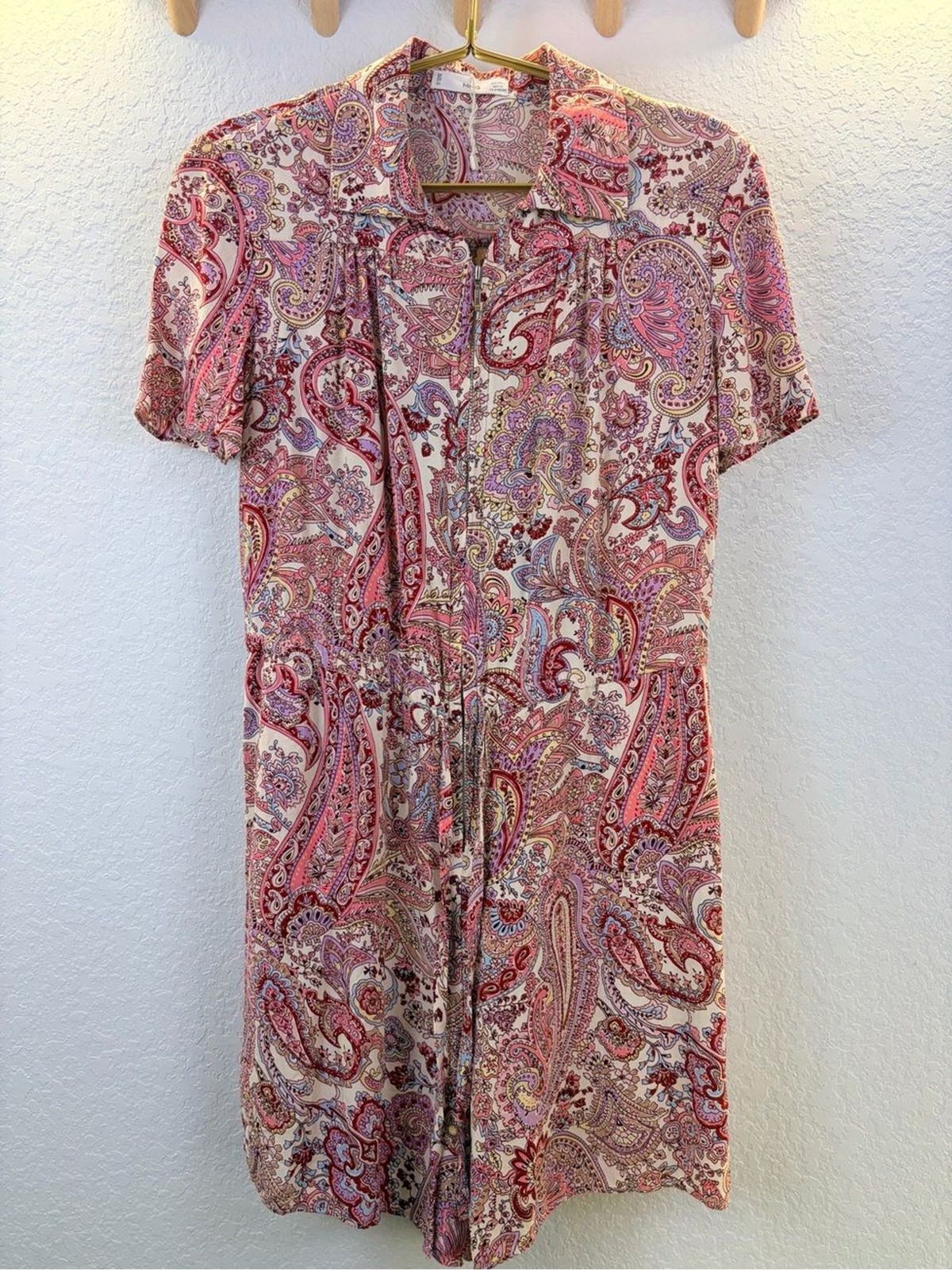 Mango MNG Paisley Print Zip Up Romper Jumpsuit With Pockets Small