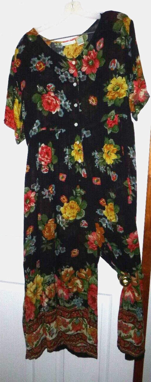Vintage 90’s La Cera Women’s Boho Floral One Piece Jumpsuit Colorful Size Small