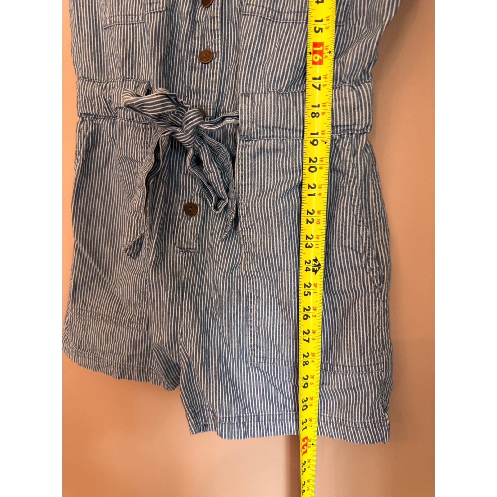 American Eagle Striped 100% Cotton Waist Romper Small festival