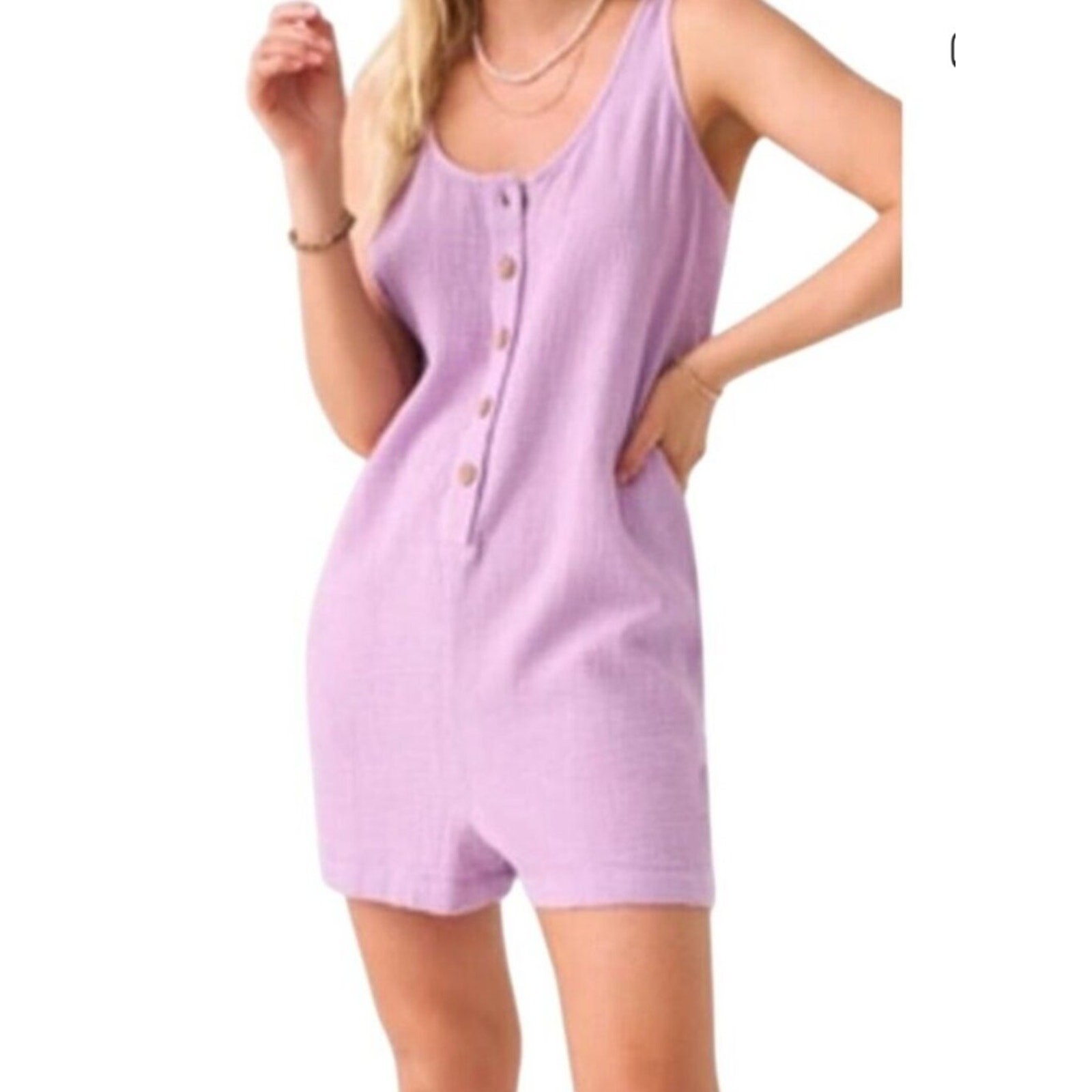 Faherty Dream Cotton Gauze Jamesport Romper In Nirvana Size Small Purple