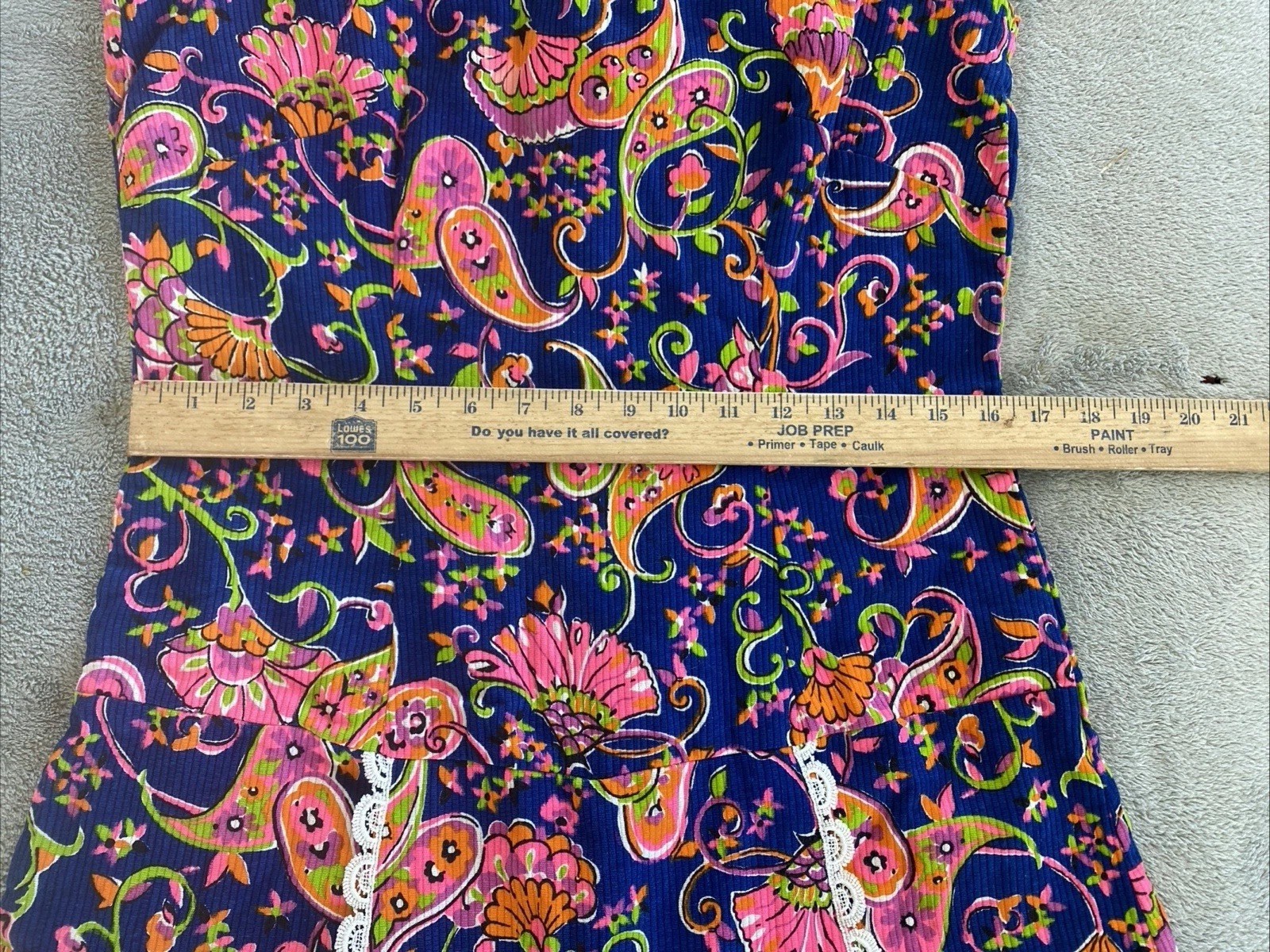 Vintage Shaker Square Size 14 Psychedelic Paisley Neon Skort Romper 60’s Groovy