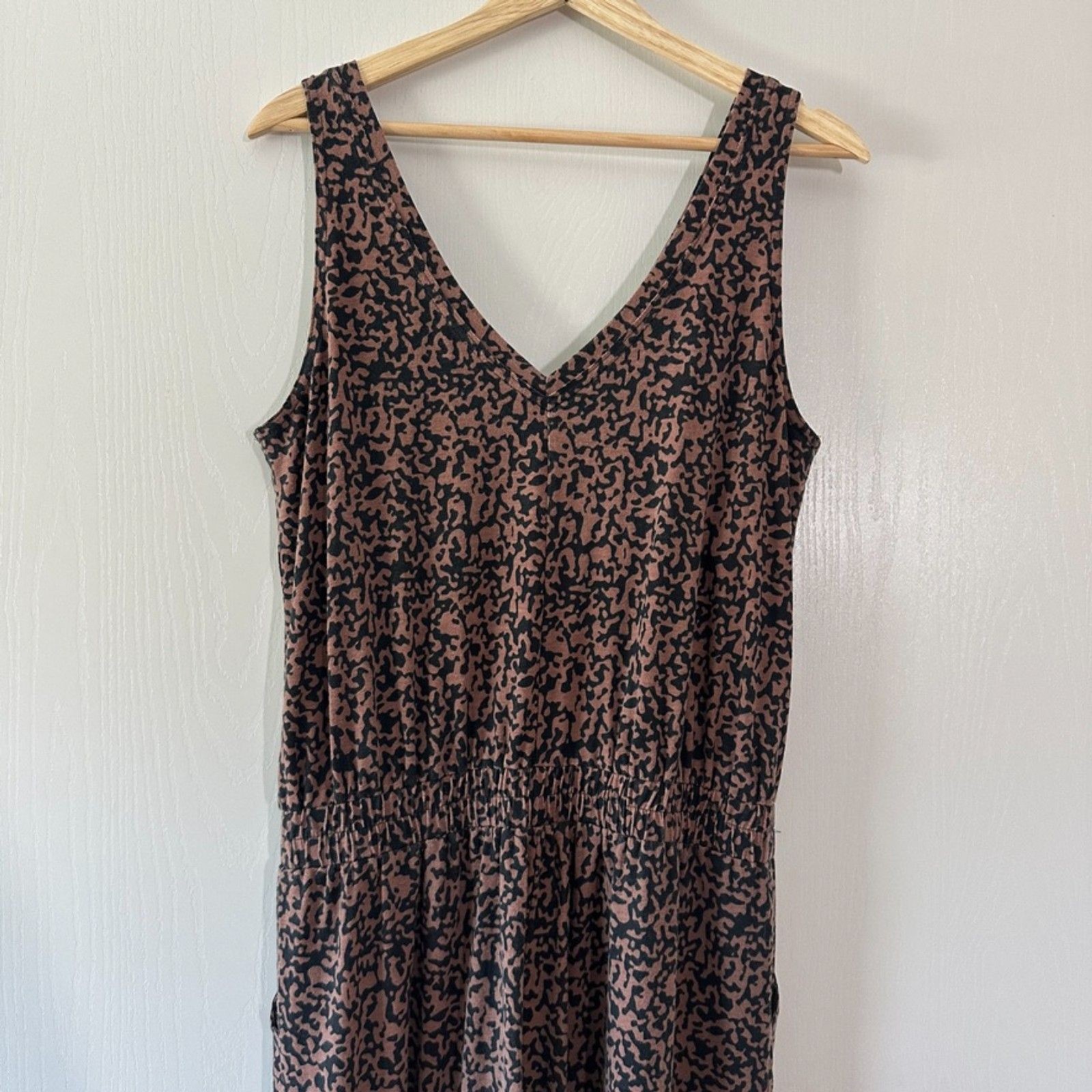 Pact Womens Organic Cotton Abstract Print Wide Leg Jumpsuit Sustainable Sz Small