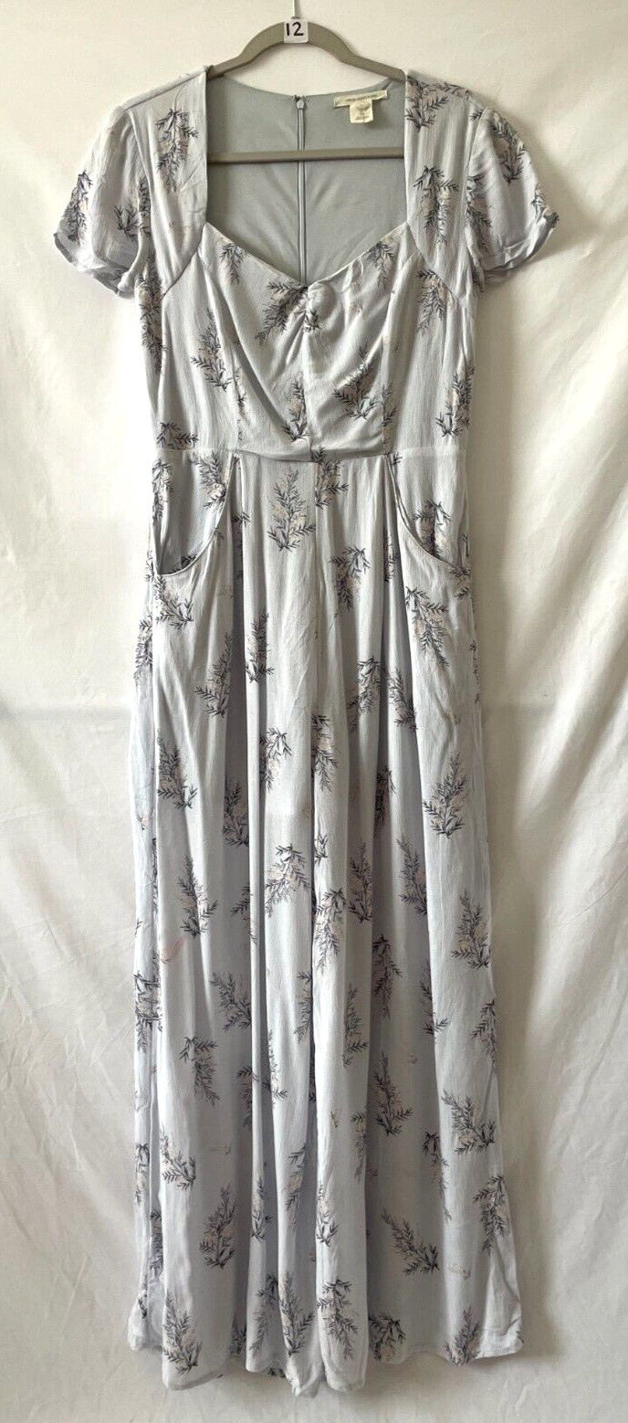 Unban Outfitters Women Lavender Blue Sweetheart Neck Floral Wide Leg Jumpsuit SP