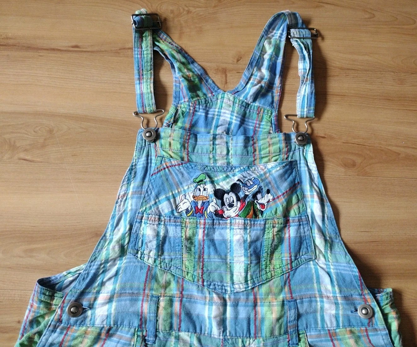Vintage Disney Mickey Mouse Donald Duck Goofy Plaid Overalls Jr.Sz M Jerry Leigh
