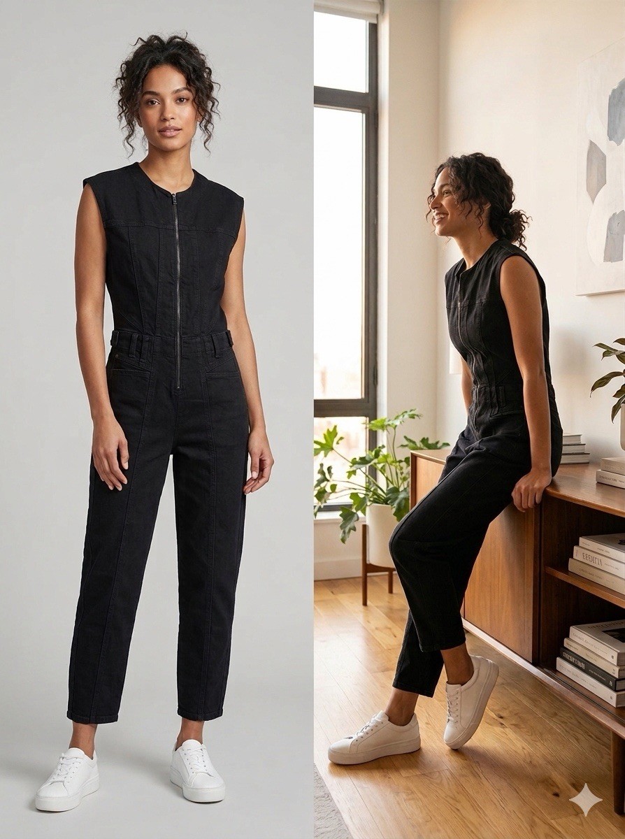 Universal Thread Tailored Denim Black Jumpsuit Womens Size 0 Hipster Boho New