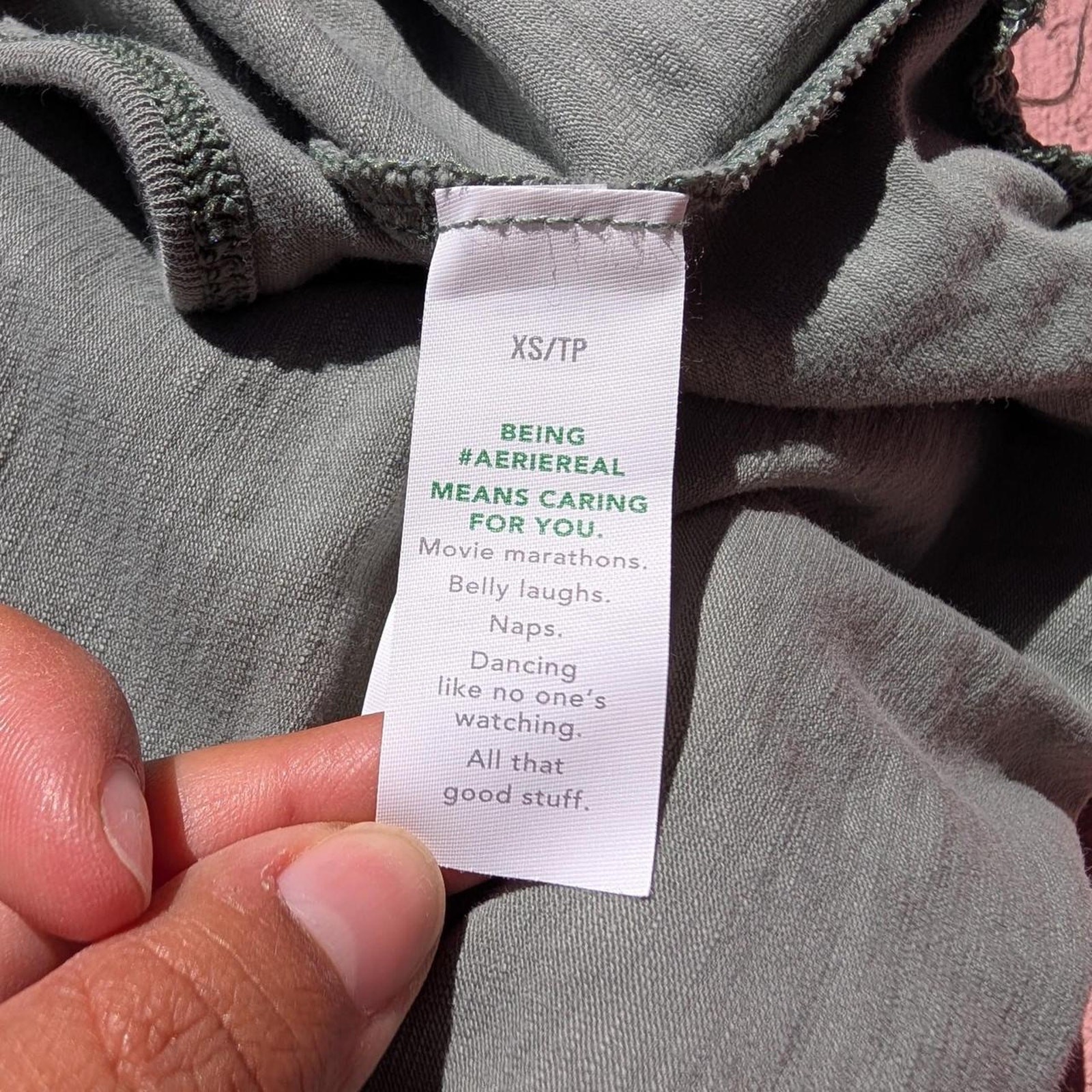 Aerie Real Me Sage Green Racerback Jogger Jumpsuit Pockets XS