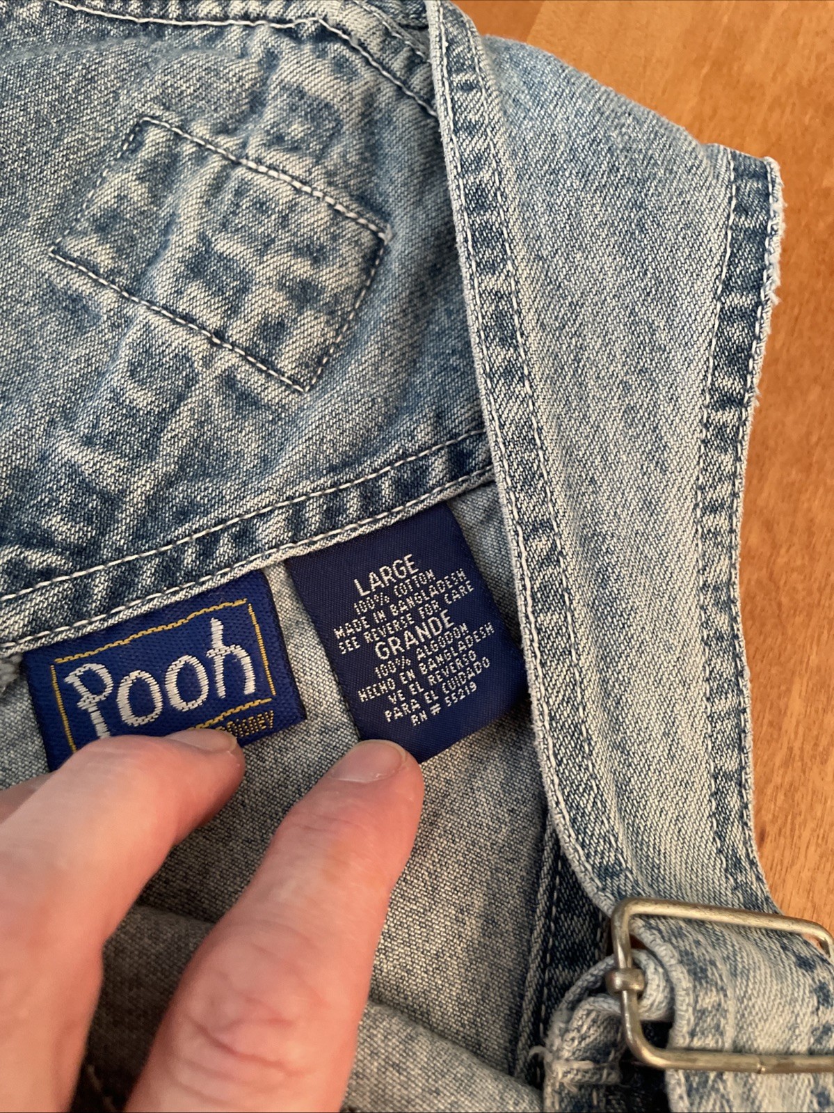 Disney Vintage Winnie The Pooh Retired Eeyore Denim Overalls Womens LG GUC Rare
