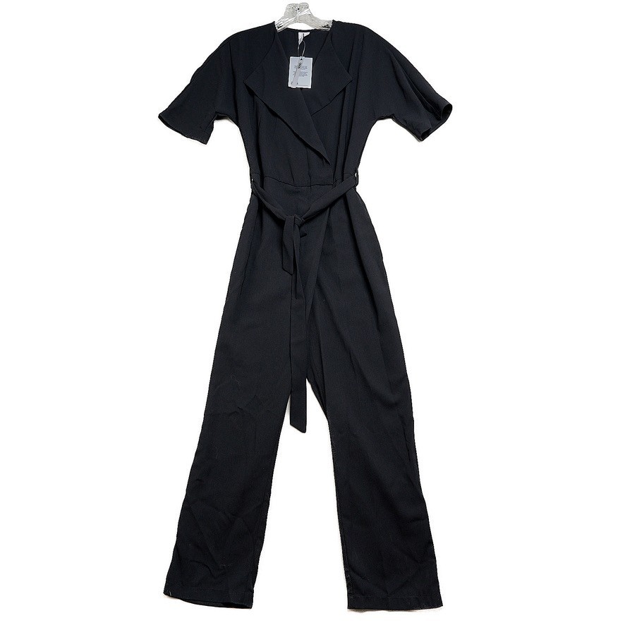 NWT ASOS Black Romper Women’s 4 Short Sleeve Jumpsuit Jumper Polyester