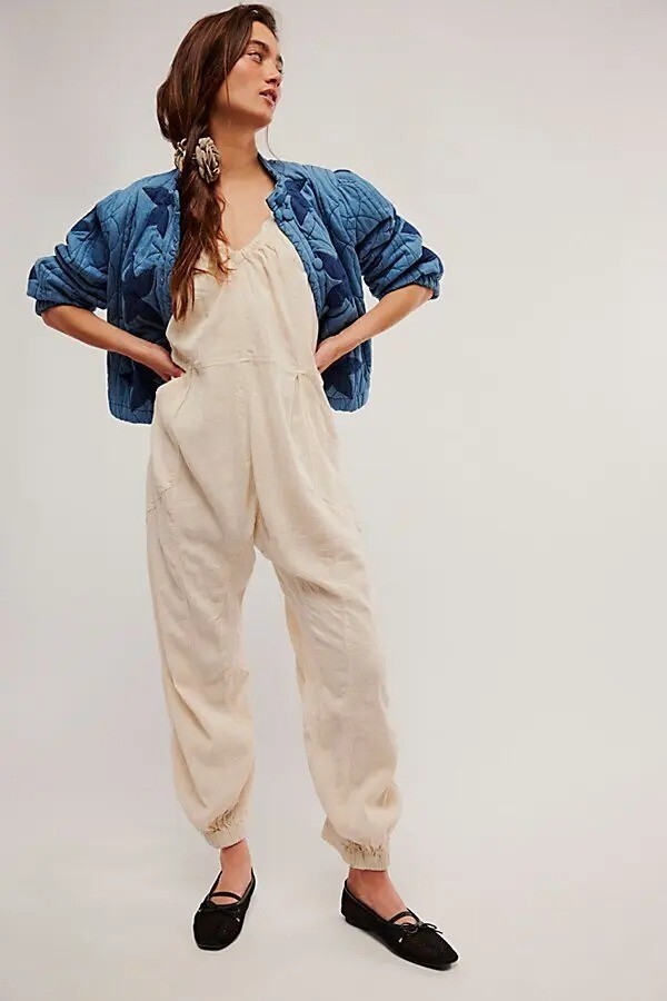 Free People Dream Free Harem One-Piece Jumpsuit Cutout Cotton Harem M 279074