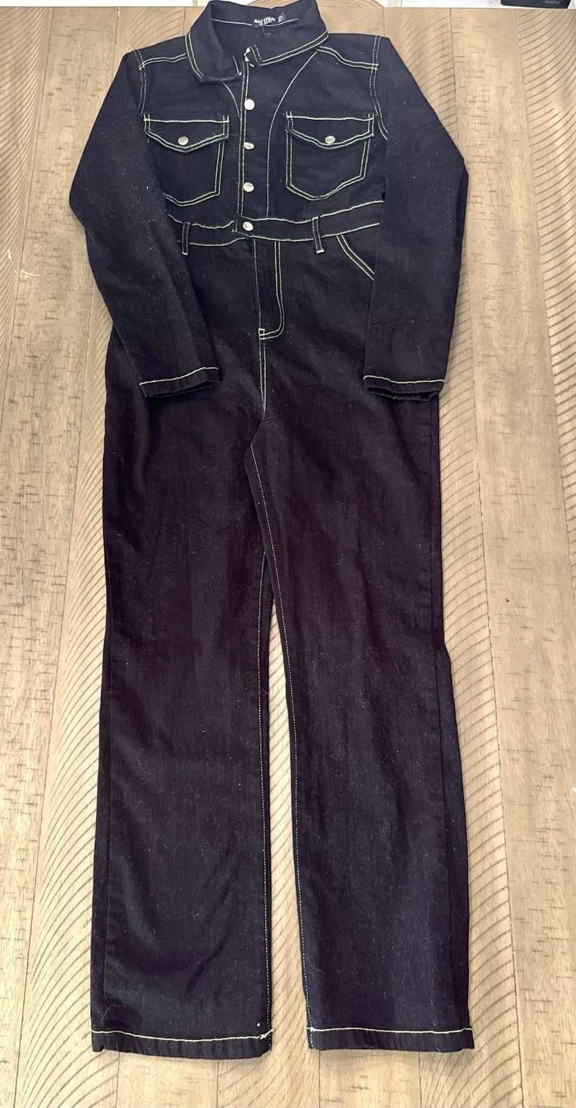 Nasty Gal Short A Total Stitch Fest Boilersuit Size 2 Black With Tags