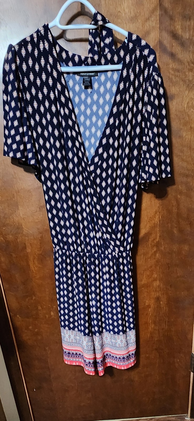 Ashley Stewart Romper 22/24W Blue Floral One Pc Shorts Stretchy Waist Faux Wrap