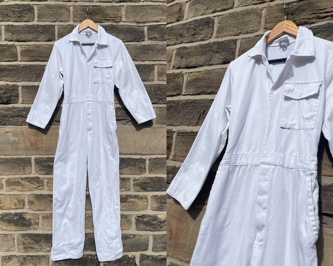 White Boilersuit Coveralls Deadstock – All In One – XS S M L XL