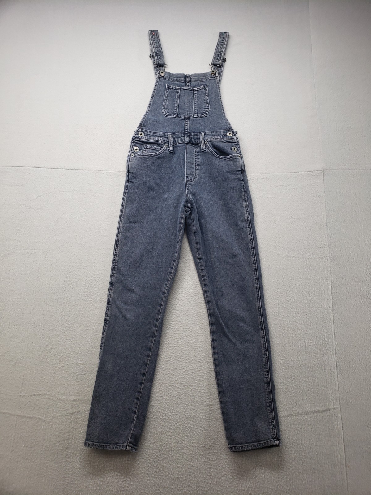 Lucky Brand Women Overall XS Gray Adjustable Strap Mid Rise Straight Casual City