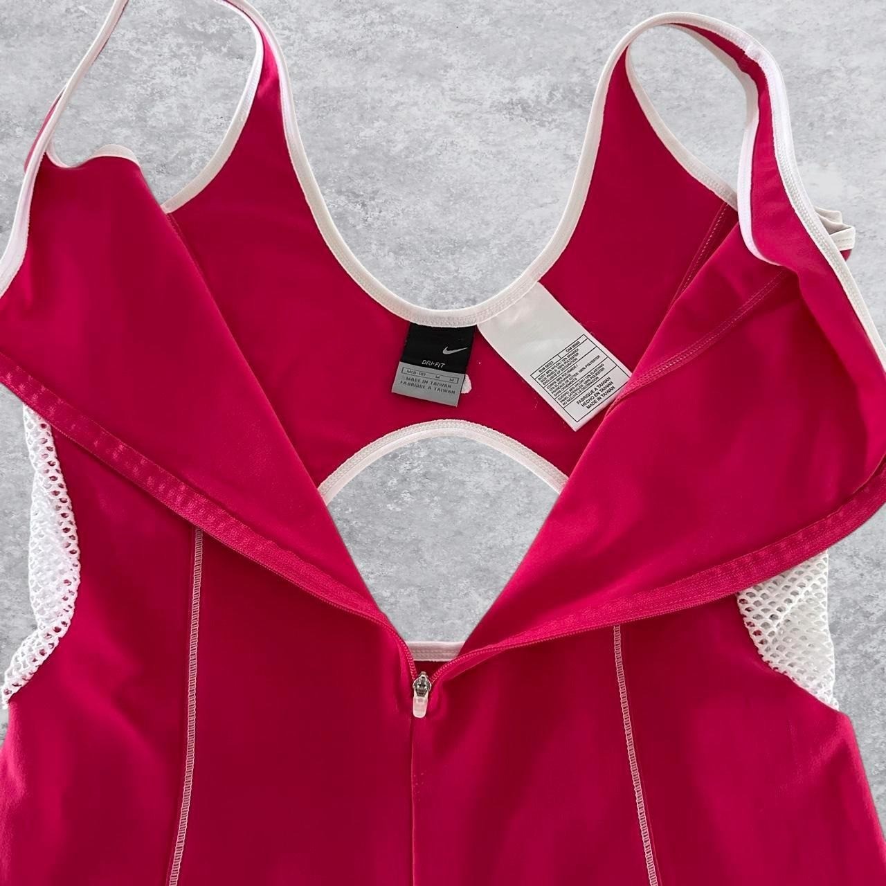 Nike Dri-FIT Womens Pink Mesh Panel Half Zip Athletic Romper Back Cutout Medium