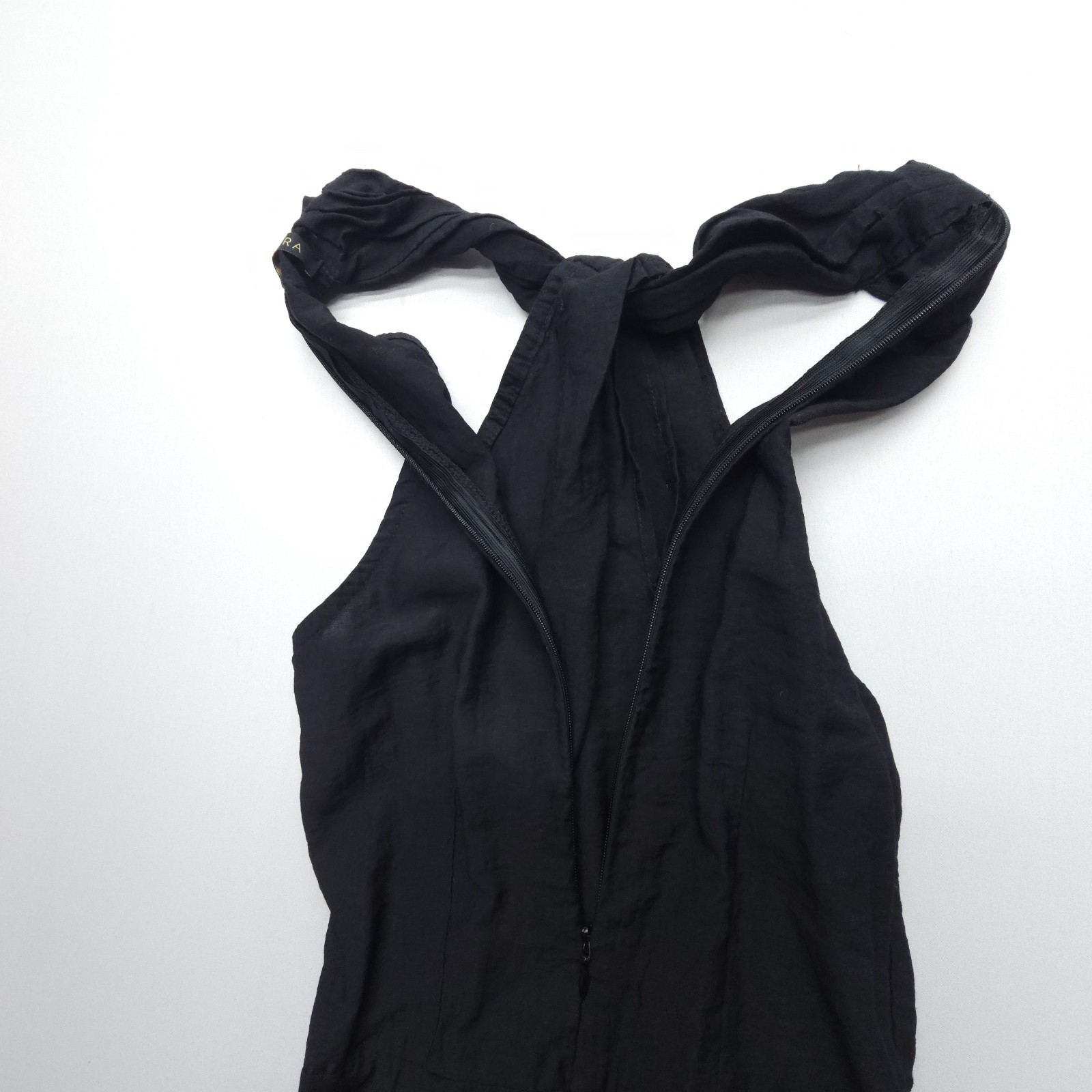 Xetra Twist Neck Wide Leg Jumpsuit Womens XS Black Made in Italy Palazzo Boho