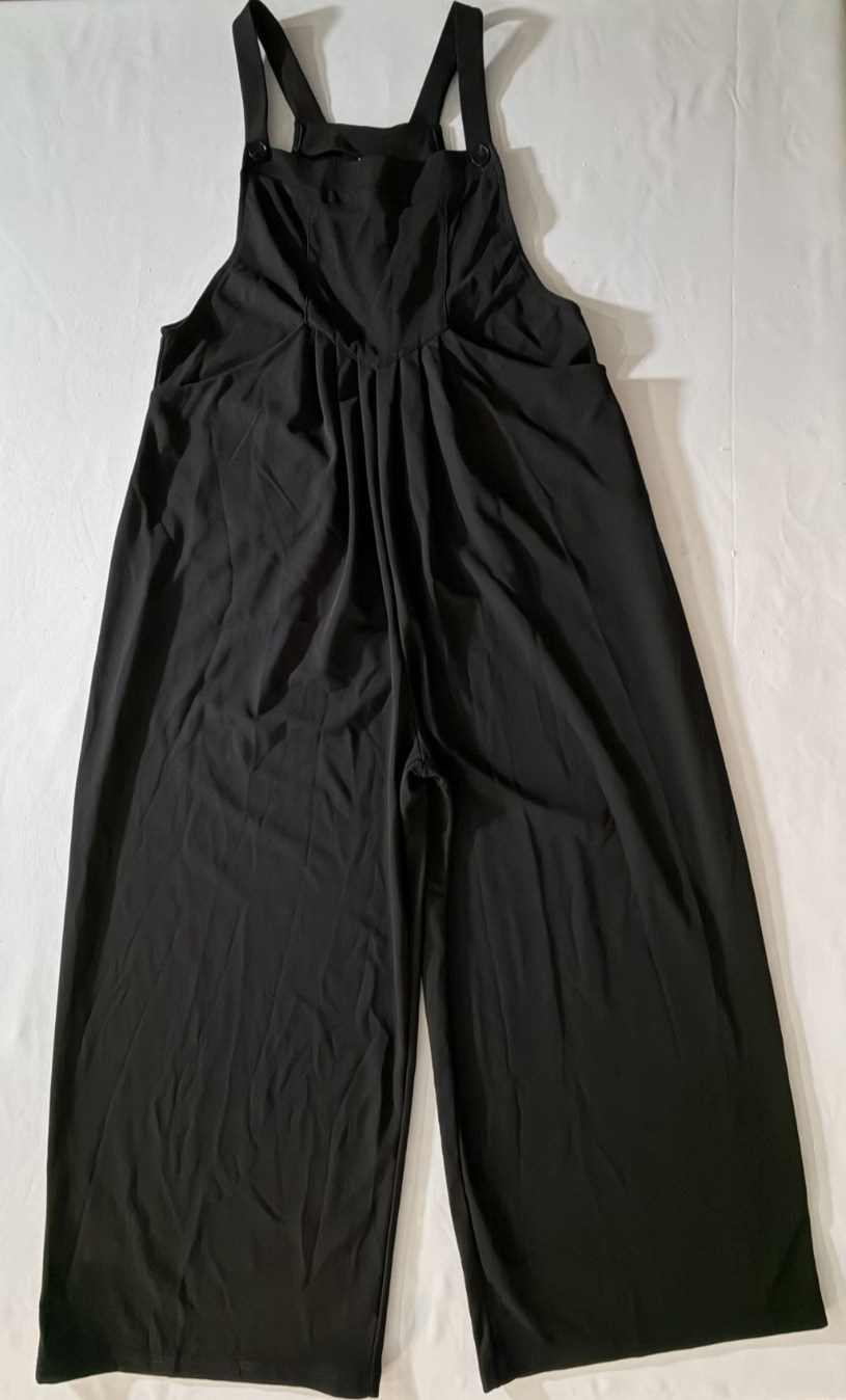Halara Wide Leg Overalls Size XL Black Waffle Adjustable Pockets Athleisure New