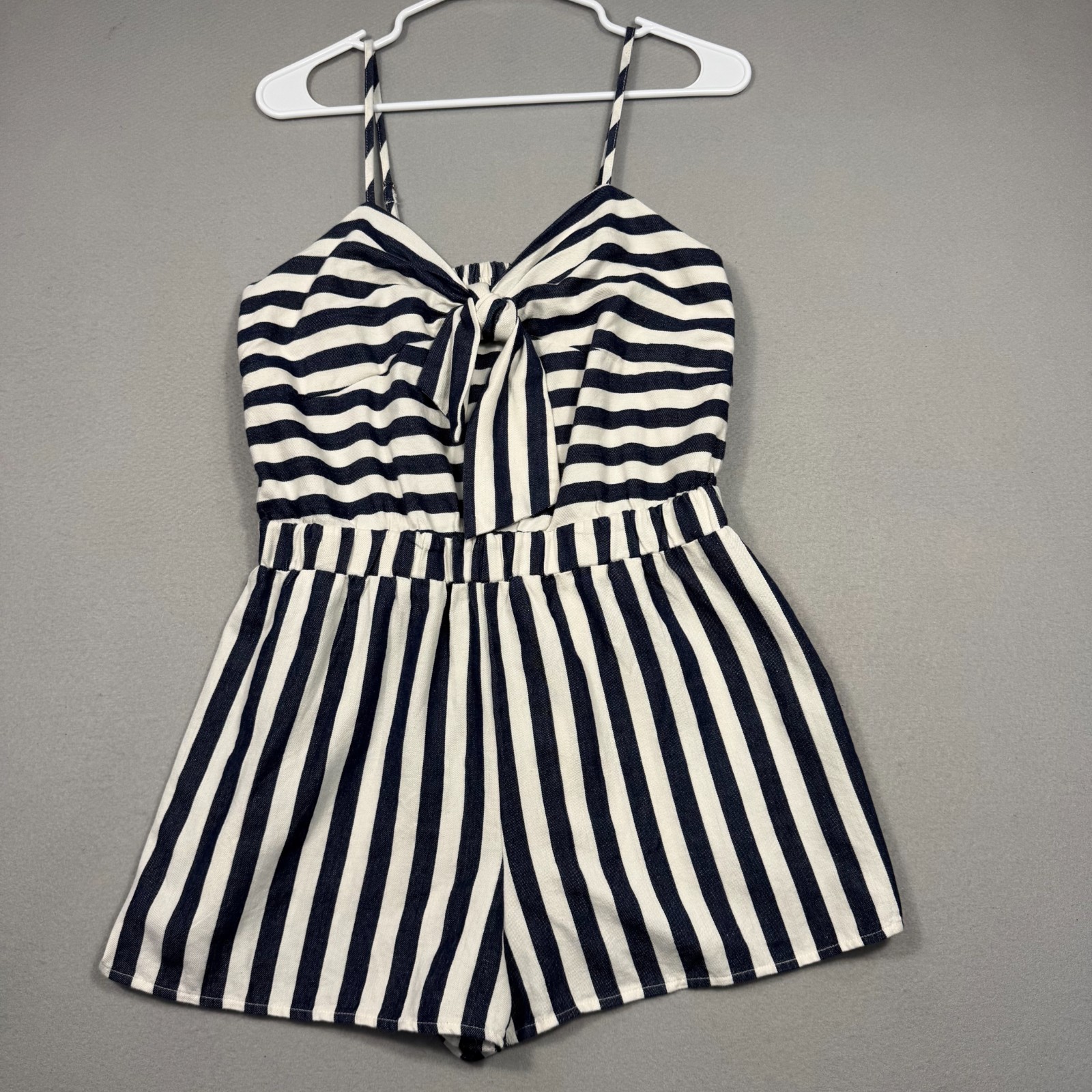 M&S Blue and White Striped Romper Size G( Large)