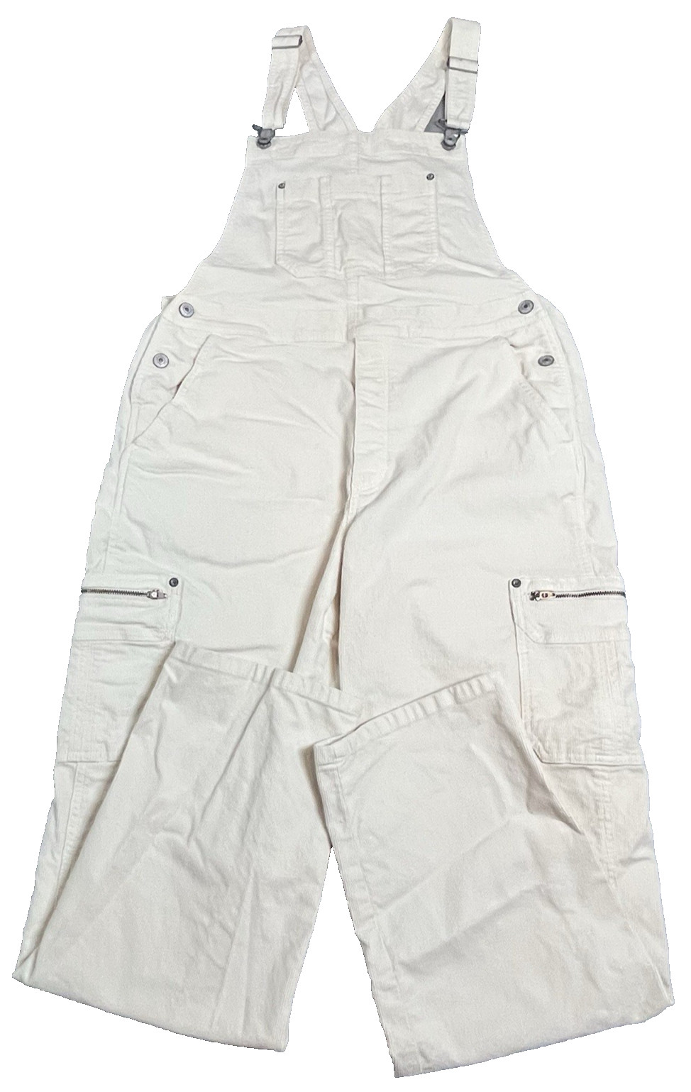 American Eagle Corduroy Overalls Relaxed Utility Y2K Womens Lg Grunge Off white