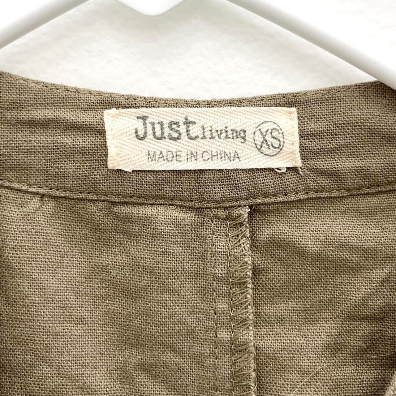 Just Living Size XS Khaki Linen Blend Jumpsuit Relaxed One Piece With Pockets