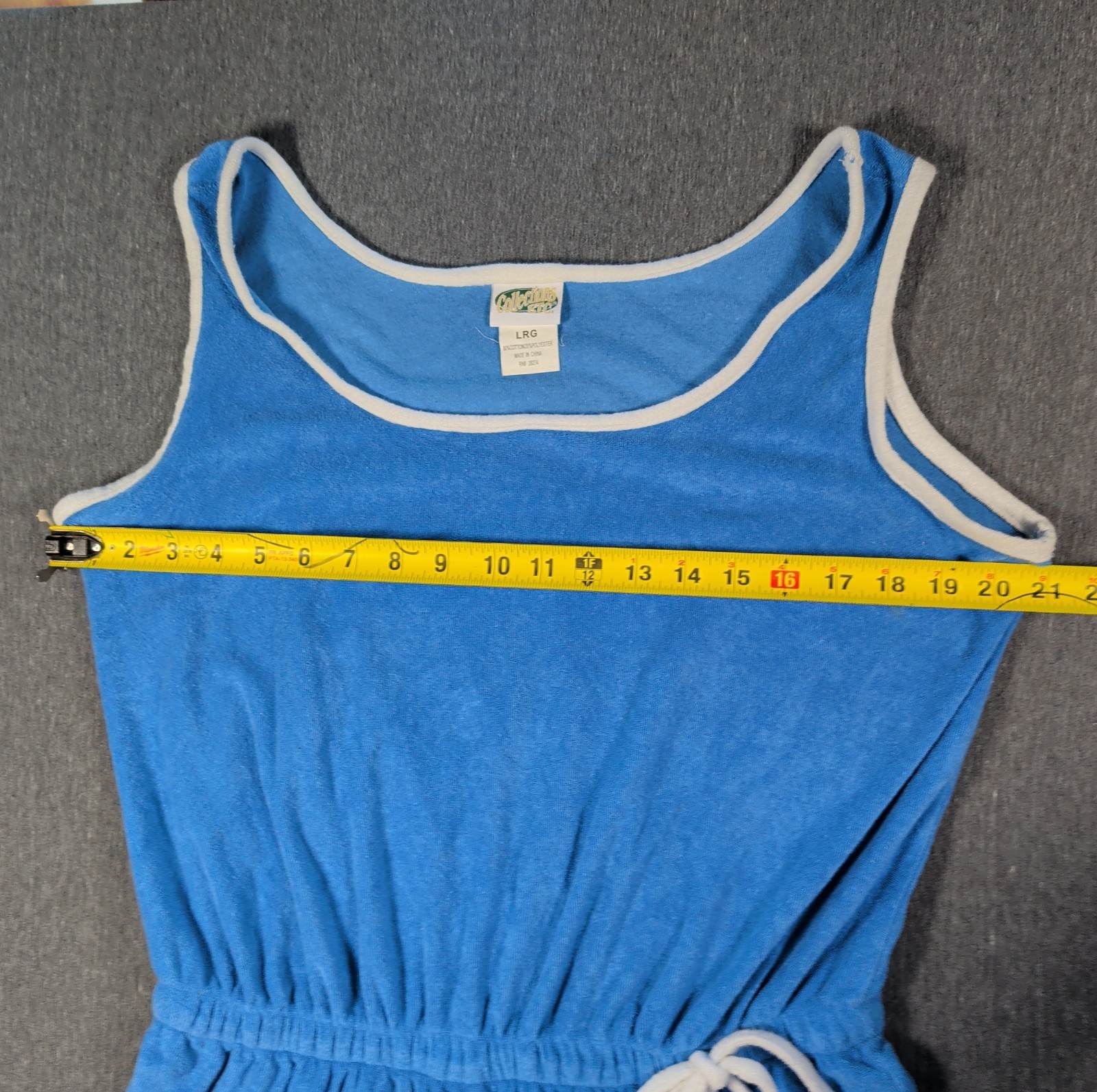 Vtg 80s Collections Etc Size Large Light Blue Terry Cloth Beach House Romper EUC