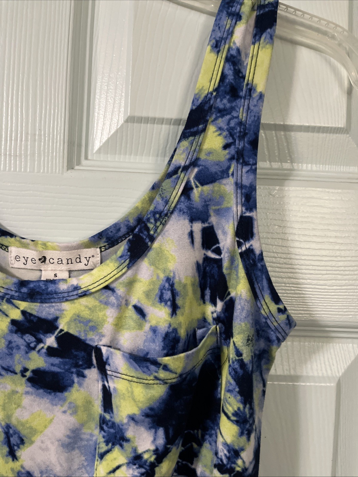 Eye Candy Women Sz. S Blue/Green Jumpsuit Romper Sleeveless Elastic Waist Pocket