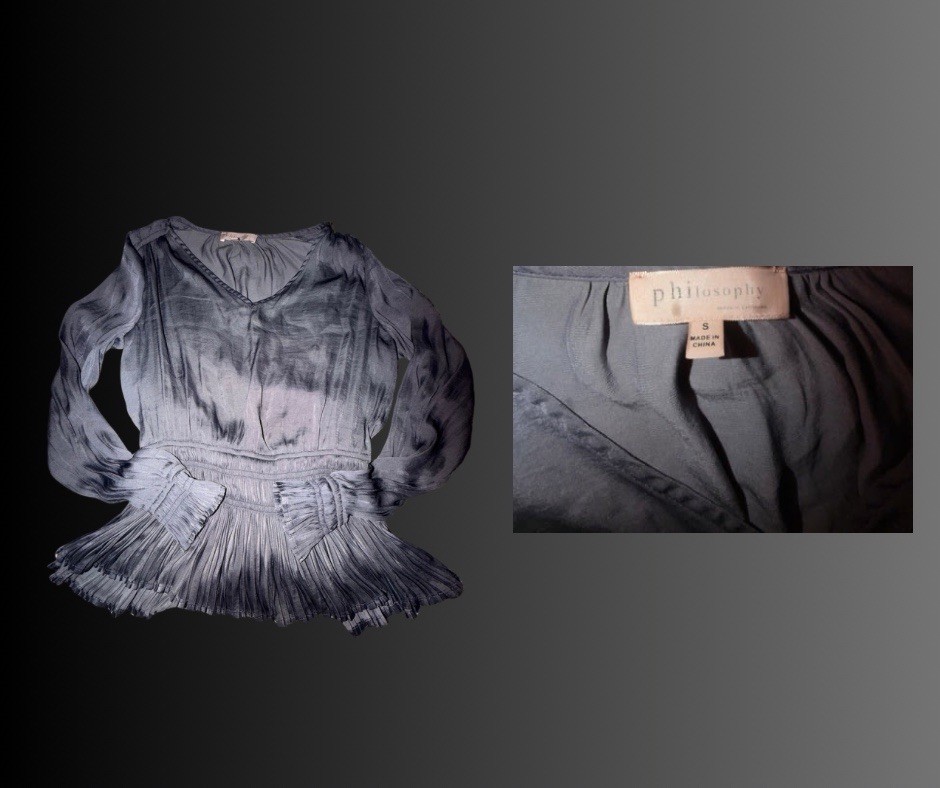 Philosophy Women’s Gray V-Neck Long Sleeve Jumpsuit Regular Size S One-Piece