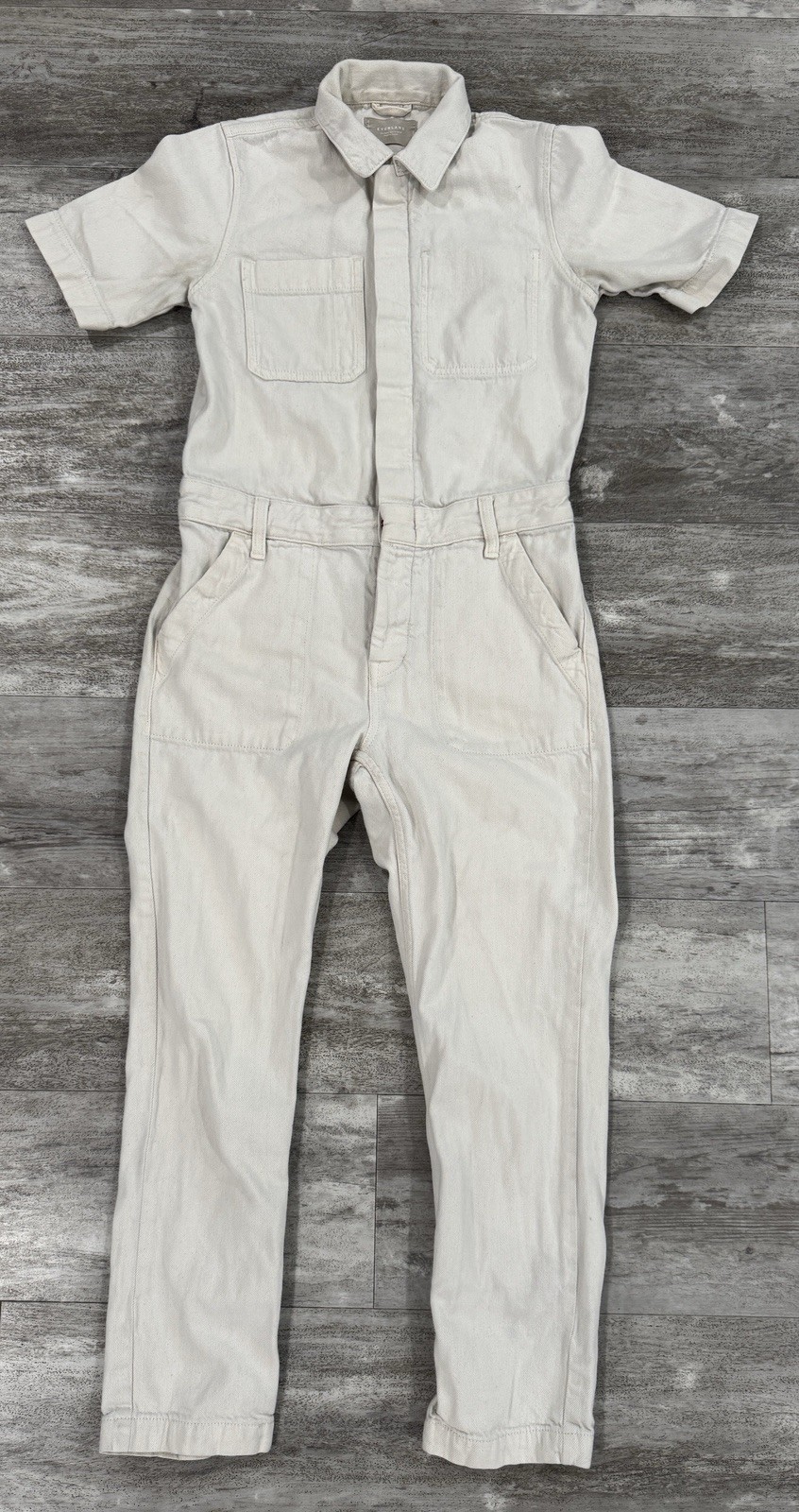 Everlane The Supersoft Coverall Organic Cotton Canvas Jumpsuit Cream Size 00
