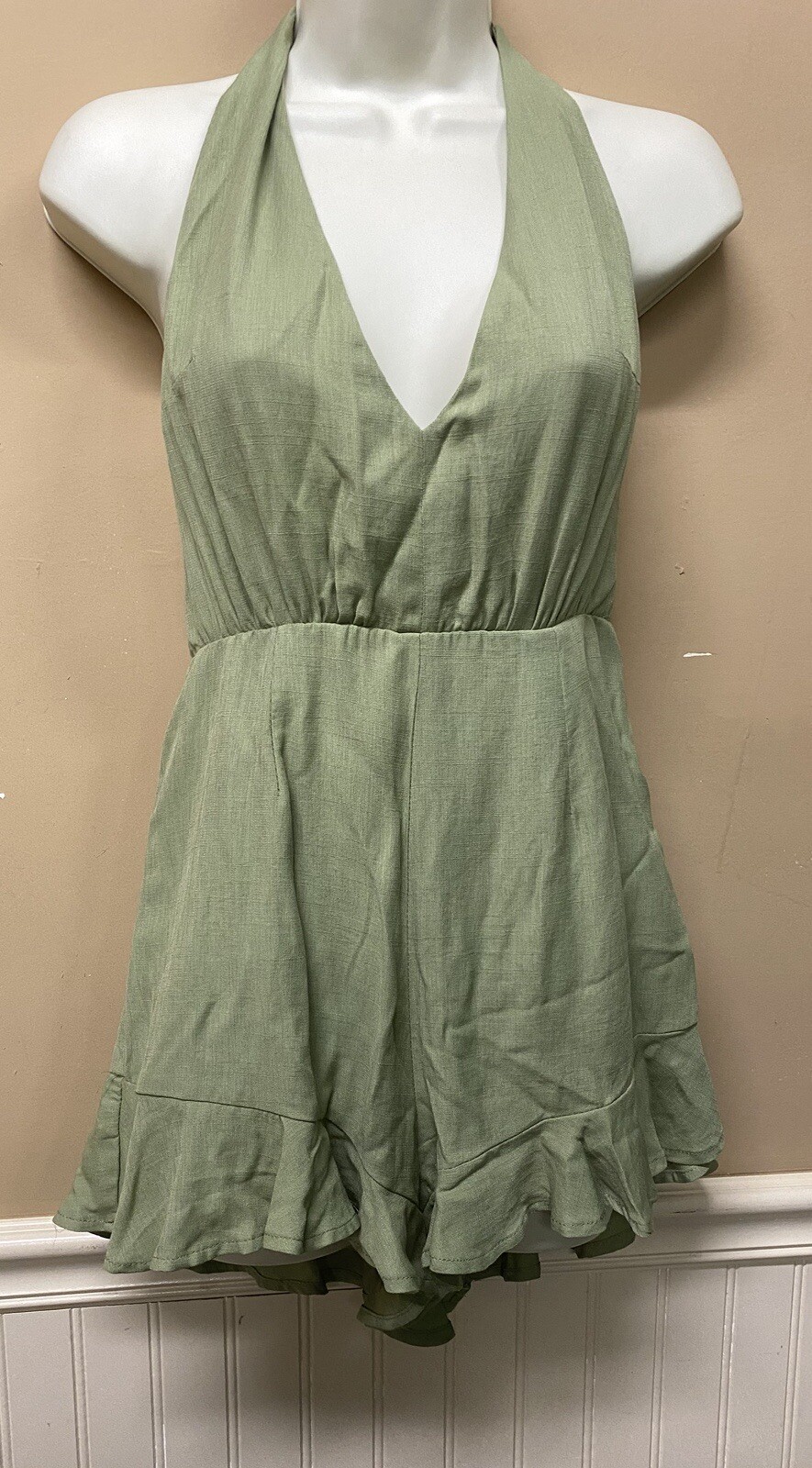 Blue Rain Francescas Green Halter Romper Size M NWT