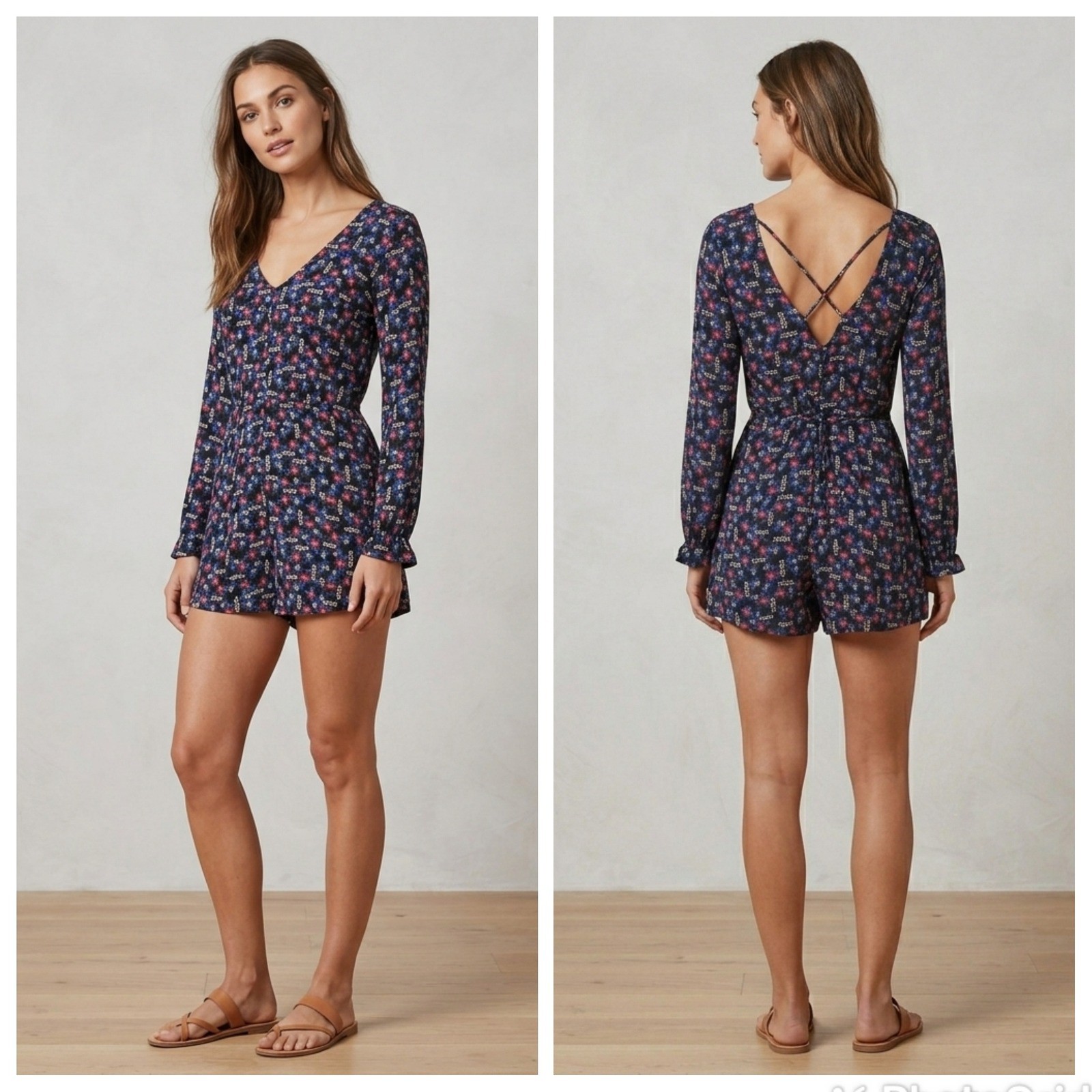 Lush Floral Romper Womens Sz S Black Red Blue Whimsigoth Retro 90s Grunge Boho