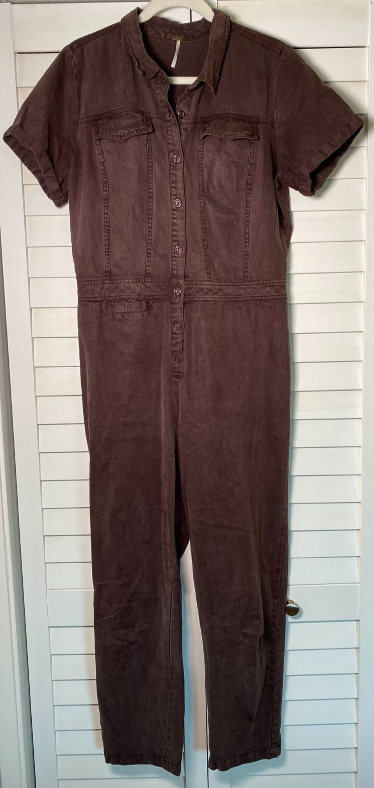 YFB Young Fabulous & Broke Jumpsuit Aviator Short Sleeve Brown | Size Large
