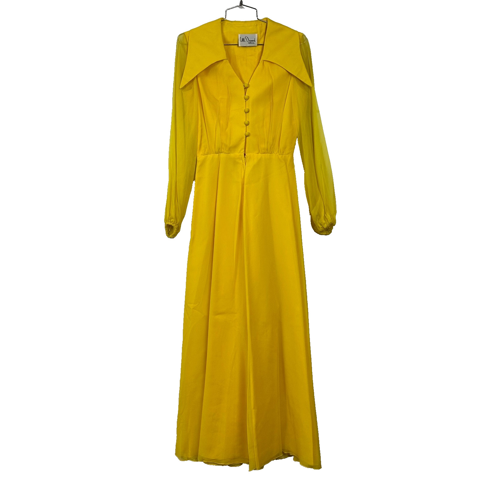Vintage 60s Lilli Diamond Wide Leg Yellow Sheer Lined Jumpsuit Womens XS Small