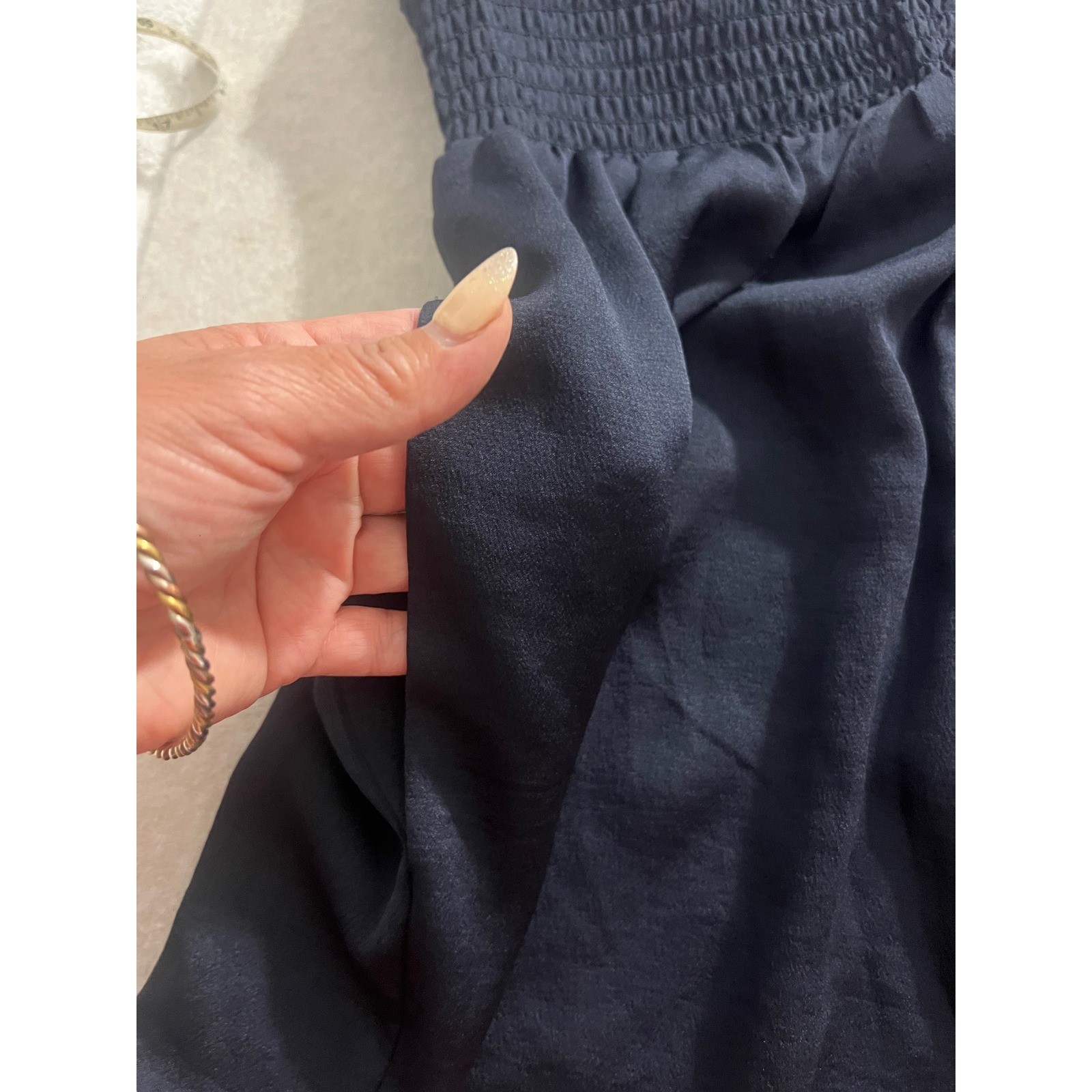Express Navy Blue Flutter Sleeve Smocked Waist Romper Size M 90233