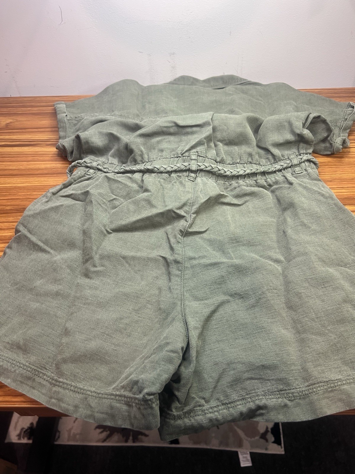 Nicole Miller New York Romper Size XS Casual Linen Lyocell Blend Braided Belt