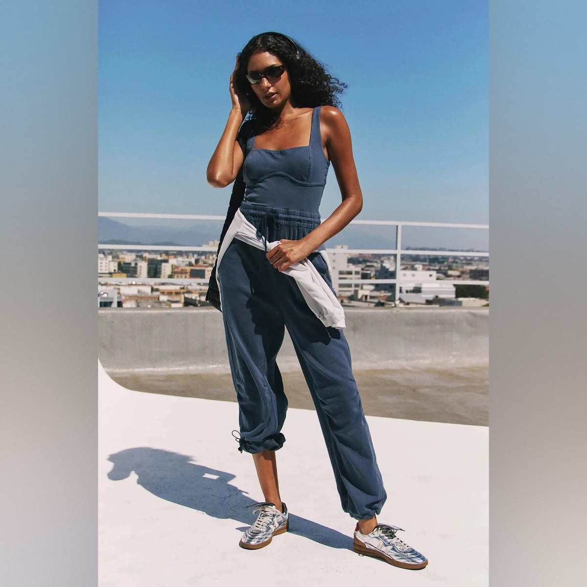 NWOT Free People FP Movement Inbound One Piece Jumpsuit Midnight Navy Sz S
