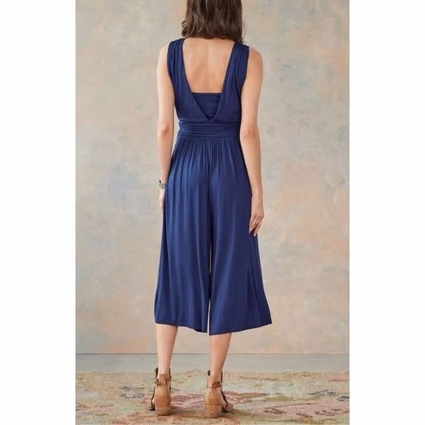 Sundance Jersey Knit Wide Leg Jumpsuit Small Blue Sleeveless Romper Lounge