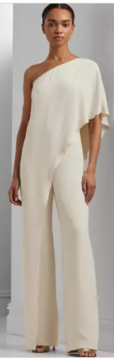 Ralph Lauren Women’s Jumpsuit Size 12 NWT $265 One-Shoulder Draped Cape APR275