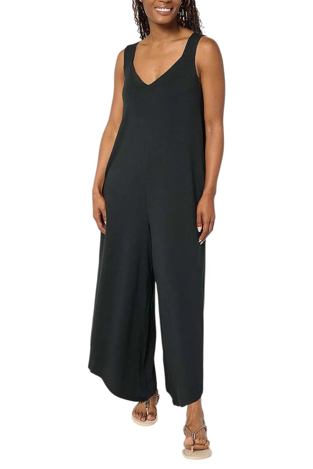 AnyBody Women’s Cozy Knit Jersey Jumpsuit Back Black