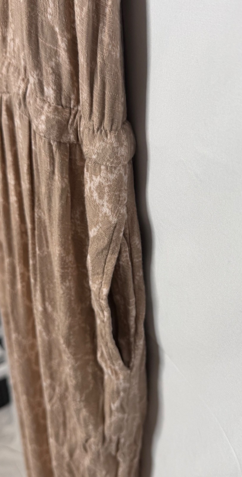 Free People Sunset Jumpsuit Natural Taupe Snake Print Open Back Medium M