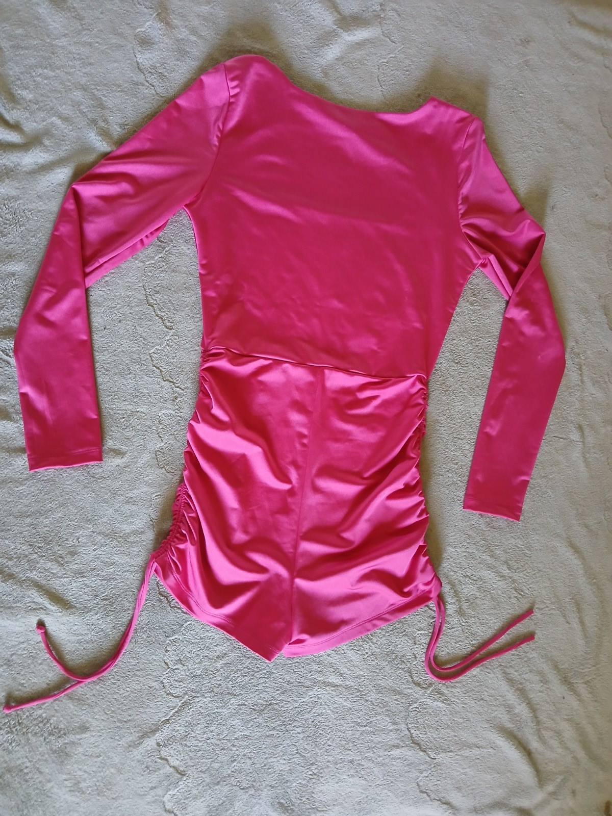 Forever 21 ladies one pc romper size L ruched shorts hot pink RN#94981
