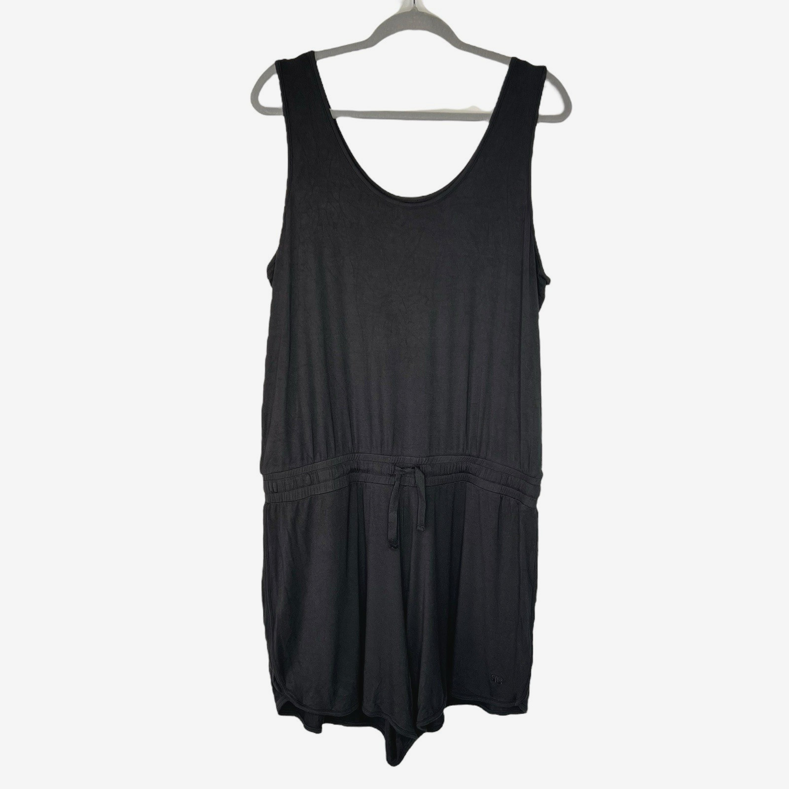 Albion Tank Romper Shorts Size XL Black Jersey Knit Soft Stretch Athleisure