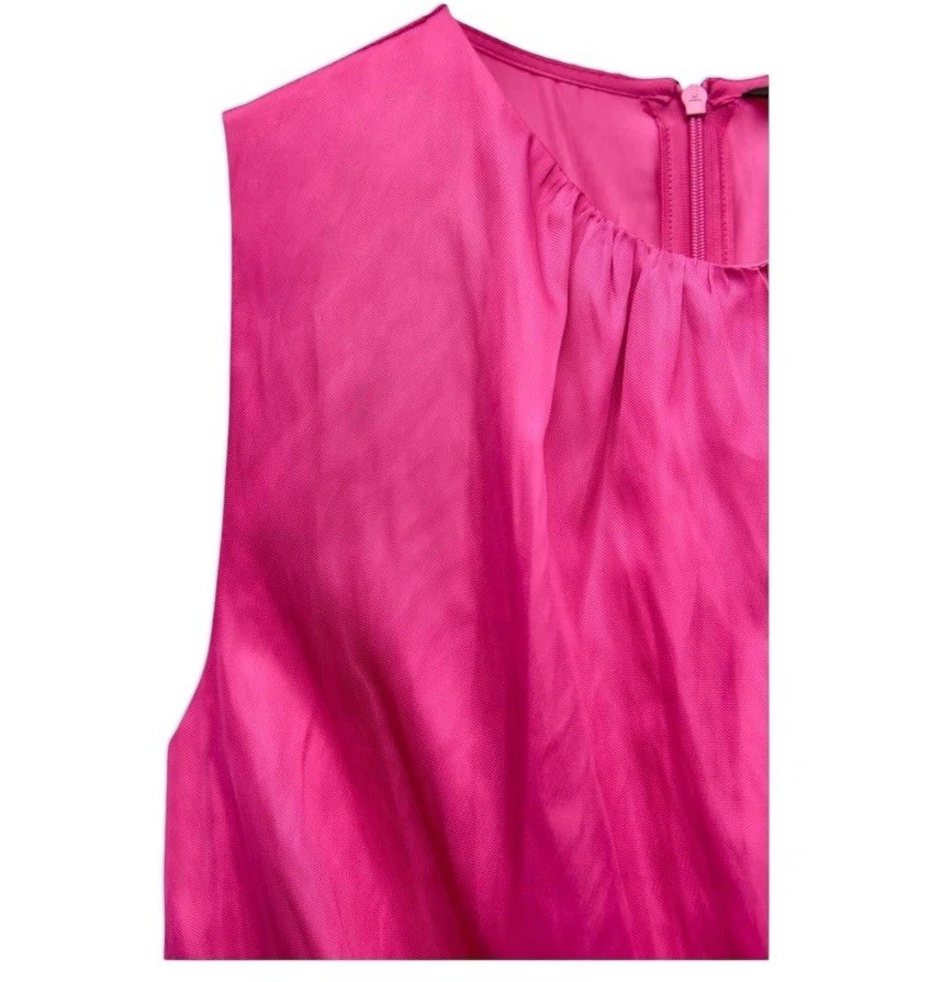 ZARA Fuchsia Satin Effect Wide Leg Jumpsuit Size M NWT