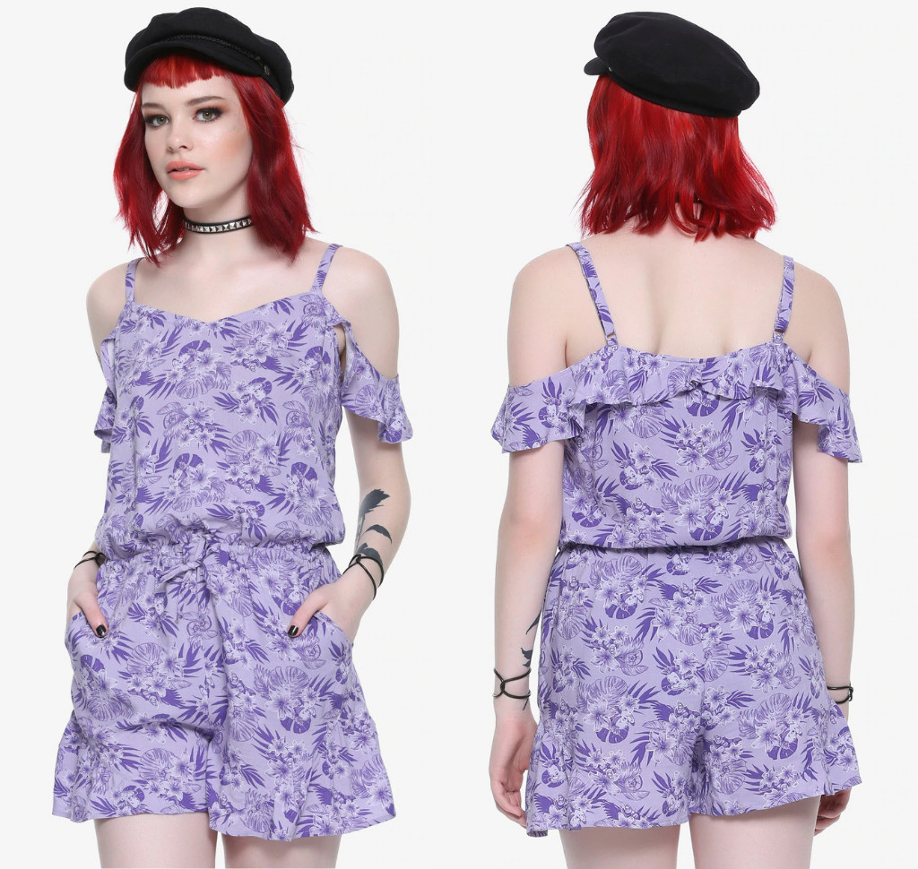 NEW Disney Little Mermaid Princess Ariel Flounder Purple Romper Shorts Jr Women