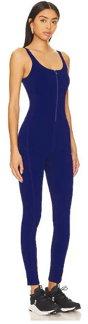 New Gigi C Merit Catsuit Jumpsuit Large Blue Sleeveless Cami Zipper Snake L