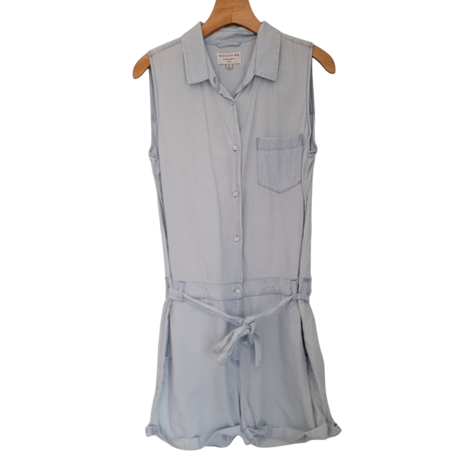 The Blue Shirt Shop Bridge Hampton Romper Light Blue Shorts Tencel Cotton Medium