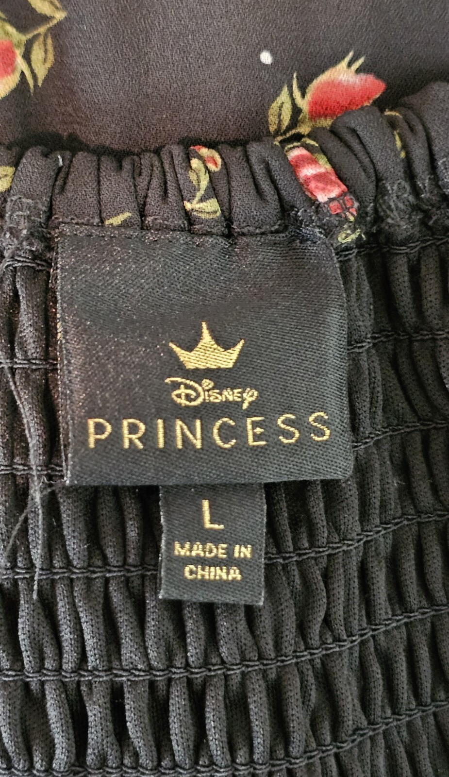 Disney Princess Romper Junior Size L Black Roses Belle Beauty Beast Cottagecore