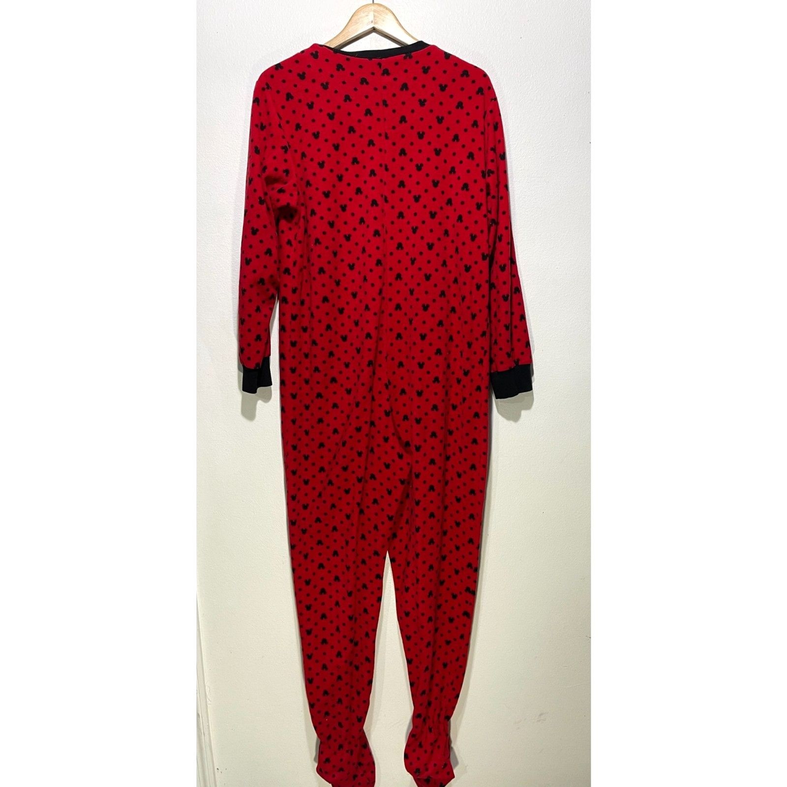 Disney Mickey Mouse one piece outfit hooded Faux Fur sleepwear red adult XL