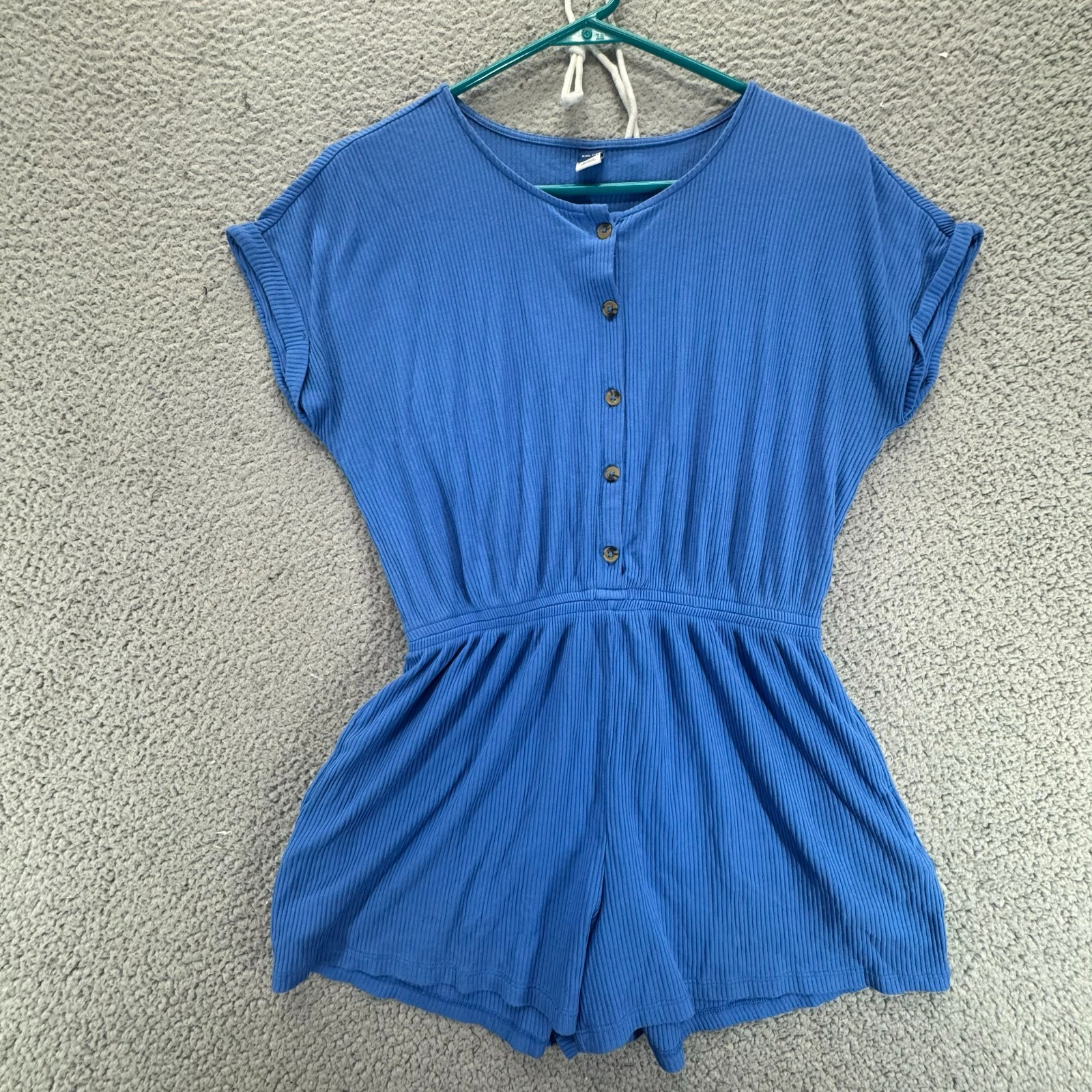 Old Navy Ribbed Knit Romper Womens XXL 18 Blue Coastal Casual VSCO Girl Summer